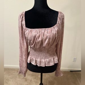 Off shoulder floral blush blouse